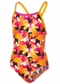 Speedo Comet Pop Allover Thinstrap Crossback Orange/Pink Speedo Comet Pop Allover Thinstrap Crossback Orange/Pink