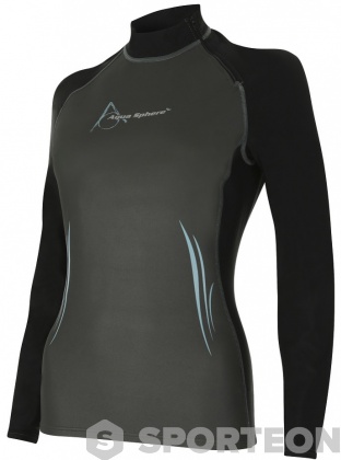 Neopren T-Shirt Damen Aqua Sphere Aqua Skin Top Long Sleeve Lady Grey/Black
