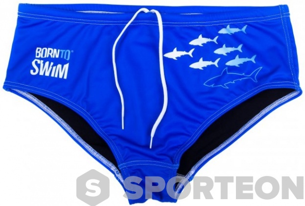 Badehose Herren BornToSwim Sharks Brief Blue