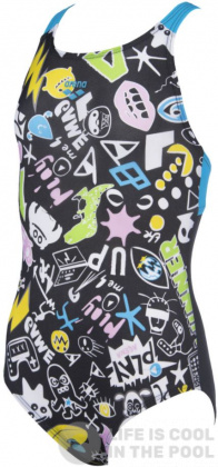 Badeanzug Mädchen Arena Playful Swim Pro Back One Piece Junior Black/Turquoise