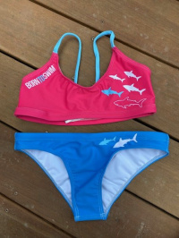 Damen-Badeanzug BornToSwim Sharks Bikini Blue/Pink