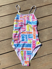 Damen-Badeanzug BornToSwim Logo Swimsuit Rainbow