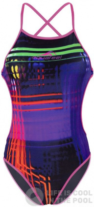 Damen-Badeanzug Aquafeel Neon Stripes Mini-Crossback Multi