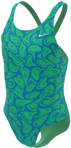 Badeanzug Mädchen Nike Hydrastrong Multi Print Girls Electric Algae