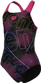 Badeanzug Mädchen Arena Girls Galactics Swimsuit Swim Pro Back Black/Freak Rose