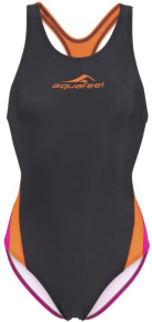 Damen-Badeanzug Aquafeel Racerback Dark Grey/Orange/Pink