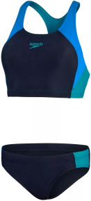 Damen-Badeanzug Speedo Colourblock Splice 2 Piece True Navy/Bondi Blue/Aquarium