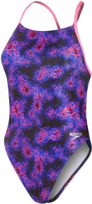 Damen-Badeanzug Speedo Allover Digital Lattice Back Hyper Lights Black/Cobalt/Indigo Glow/Orchid