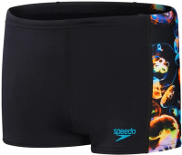 Badehose Jungen Speedo Digital Panel Aquashort Boy Black/Hypersonic Blue/Orange/Lumo Green