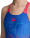 Badeanzug Mädchen Arena Girls Swimsuit V Back Graphic Royal/Fluo Red