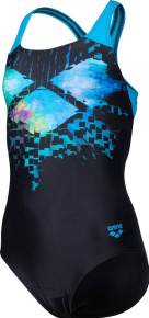 Badeanzug Mädchen Arena Girls Multi Pixels Swim Pro Back Black/Turquoise