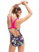 Damen-Badeanzug Speedo Allover Splashback Girl Black/Pink/Indigo Glow/Blue/Lumo Green