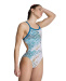 Damen-Badeanzug Arena Planet Water Swimsuit Challenge Back Blue Cosmo/White Multi