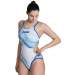 Damen-Badeanzug Arena One Dreams Double Cross One Piece Neon Blue/Silver/White