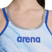 Damen-Badeanzug Arena One Dreams Double Cross One Piece Neon Blue/Silver/White
