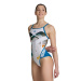 Damen-Badeanzug Arena Planet Swimsuit Super Fly Back White/Blue Cosmo
