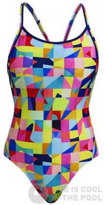 Damen-Badeanzug Funkita On The Grid Diamond Back One Piece