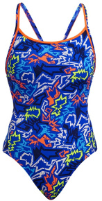 Funkita Broken Hearts Diamond Back One Piece 