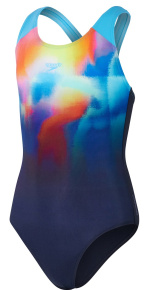 Speedo Digi Placement Splashback Girls True Navy Speedo Digi Placement Splashback Girls True Navy