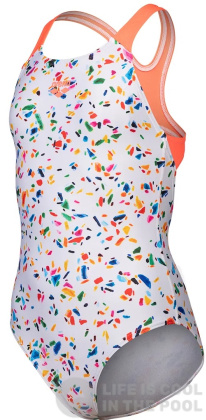 Arena Performance Confetti Swim Pro Back Girls White Multi/Bright Coral