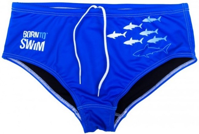 Badehose Herren BornToSwim Sharks Brief Blue