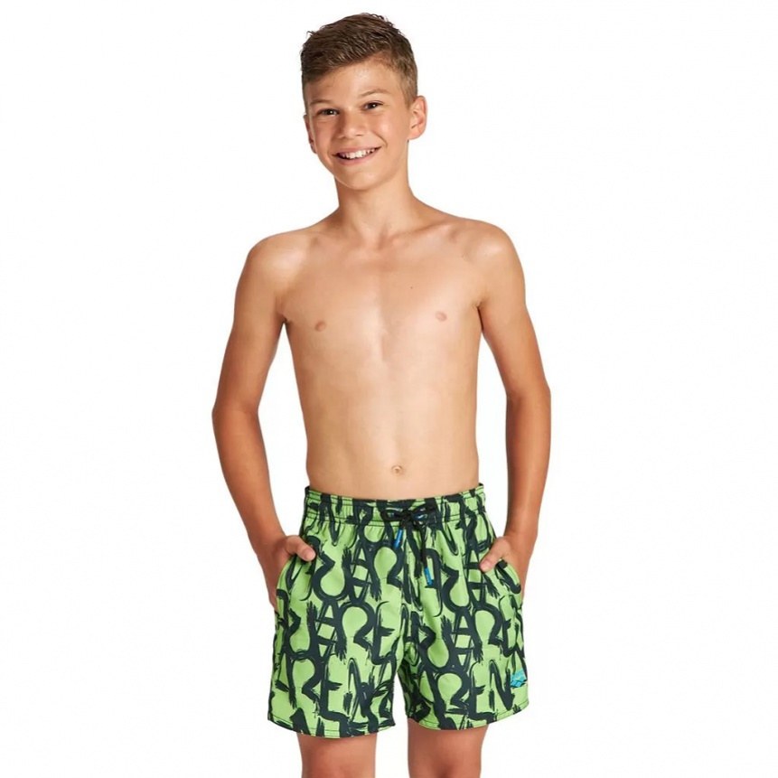 Badeshorts Jungen Arena Fundamentals Allover Boxer Junior Soft Green/Multi