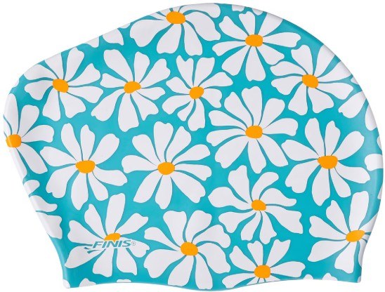 Finis Long Hair Silicone Cap Print Turquoise
